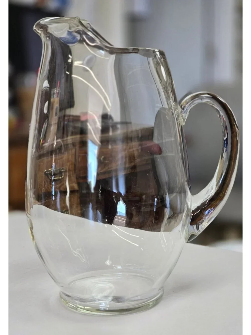 None | Dining | Clear Glass Water Pitcher With Handle Pour Spout Drink ...